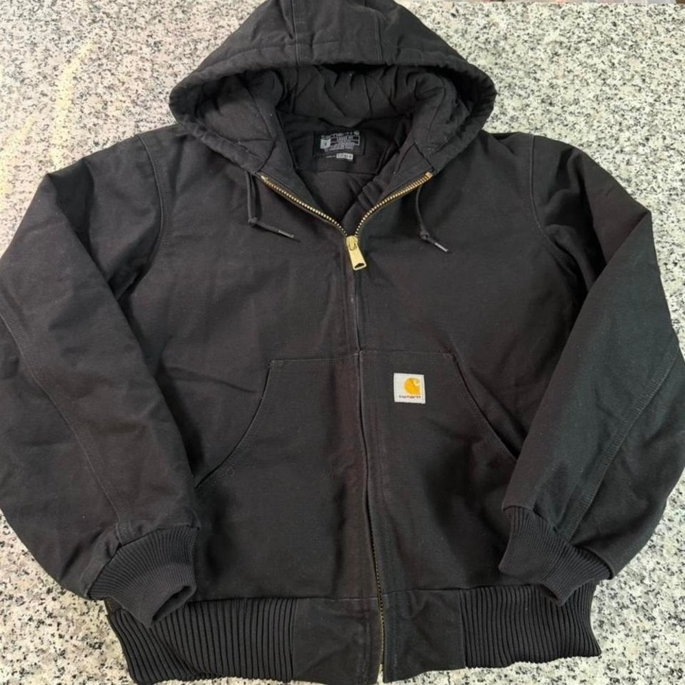 Carhartt Black Loose Quilted Canvas Duck Workwear J140 Jacket Small